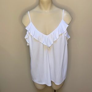 The Limited White Ruffle Tank Top Blouse